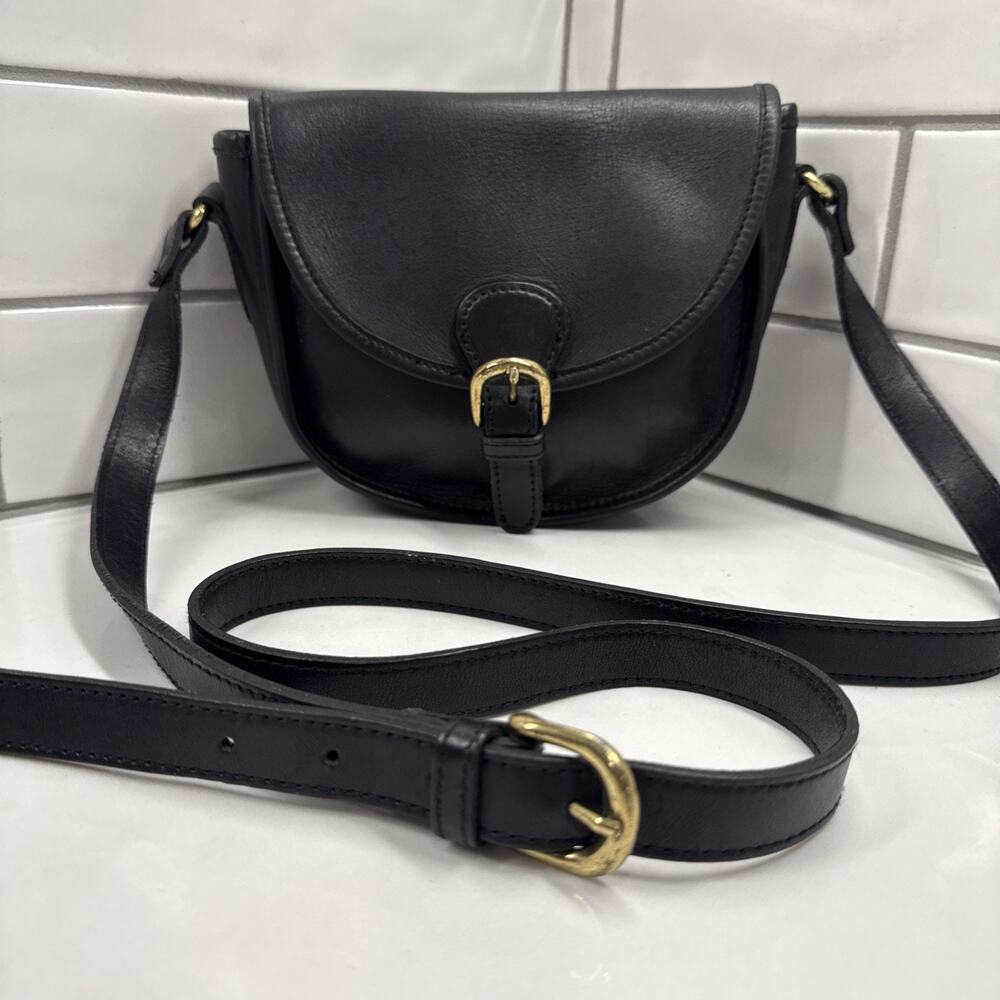 vintage Hunt Club black leather crossbody or saddle bag X
